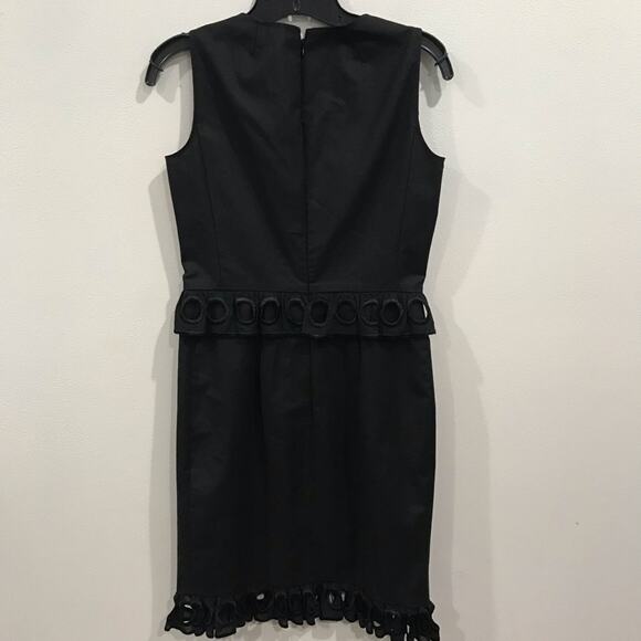 Boutique Moschino Black Peplum Circle Eyelet Sheath Dress Size 8 Elegant - Picture 6 of 9